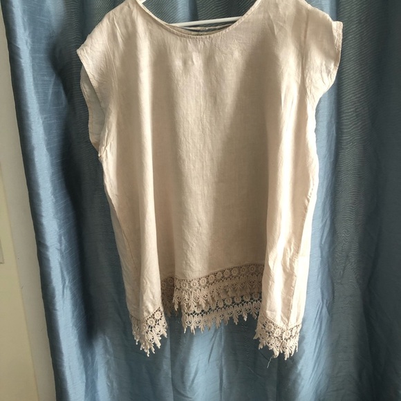 Terzo Millennio  100% linen - 3x -Cream Blouse with Lace Detail- made in Italy - Picture 7 of 10